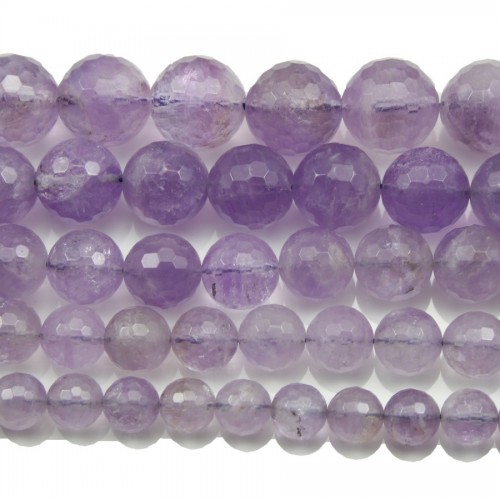 Light colored amethyst faceted round beads 20mm x 1pc