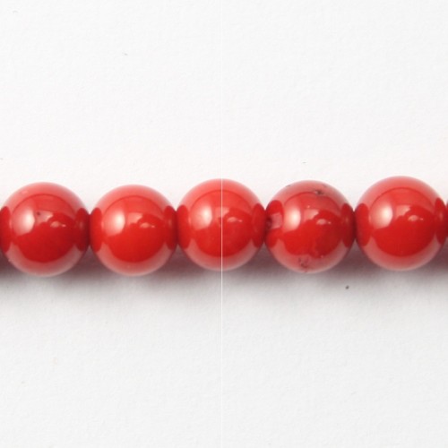 Bamboo sea red tint Round 9-10mm x1pc