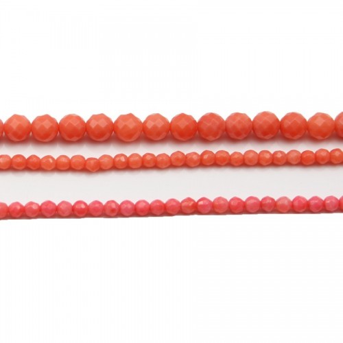 Colored Orange Faceted Round Sea Bamboo 6mm x 8pcs 