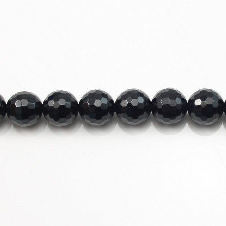 Black Agate Faceted Round 12mm