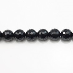 Onyx noir, ronde facette, 16mm x 40cm