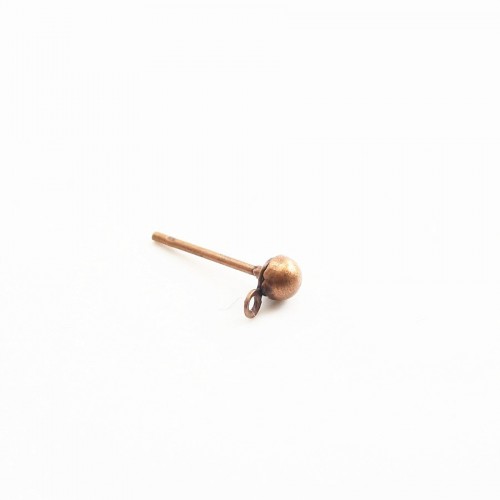 Half ball earstuds Old copper tone x 3mm x 10pcs