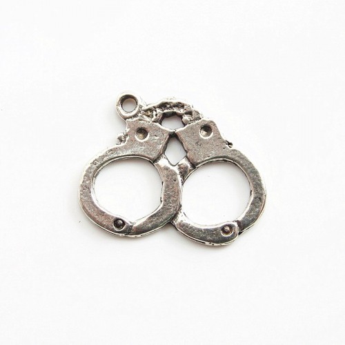 Handcuffs charm old silver tone 20mm x 1 pc