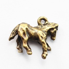 Horse charm bronze tone 15x18mm x 1pc
