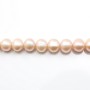 Perlas cultivadas de agua dulce, salmón, ovaladas, 9mm x 40cm