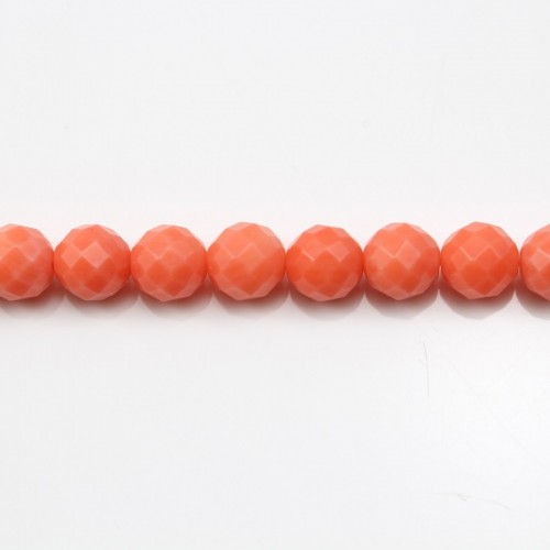 Colored Orange Faceted Round Sea Bamboo 6mm X 40cm 