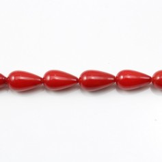 Bambú marino, tinte rojo, gota, 4x6mm x 40cm