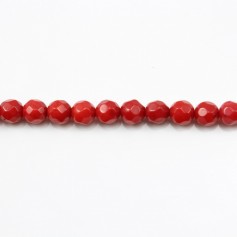 Bambú marino tinte rojo Redondo Facetado 3mm x 40cm