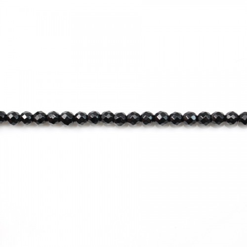 Onyx noir, ronde facette, 3mm x 40cm