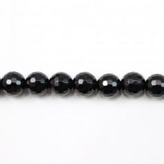 Onyx, round faceted, 8mm x 38cm
