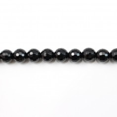 Ónix negro, redondo facetado, 6mm x 40cm