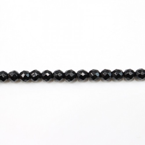 Black Agate Faceted Round 4mm