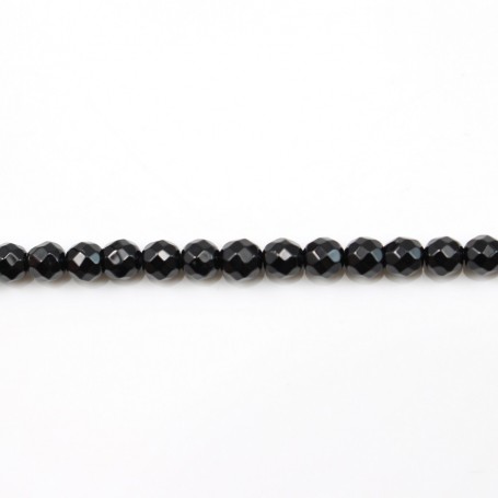 Black Agate Faceted Round 4mm