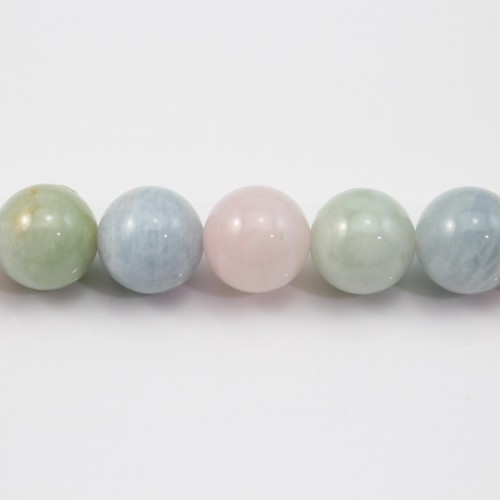 Mixed morganite and aquamarine round beads 12mm x 40cm