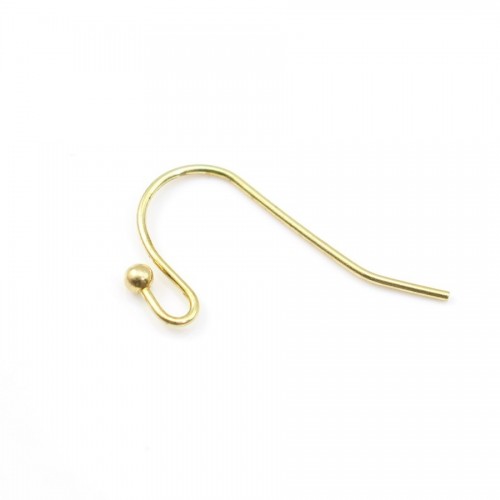 Earwires with ball in raw brass 18x0.7mm x 100pcs