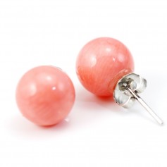 Ohrring 925er Silber Meeresbambus rosa gefärbt 8mm x 2Stk