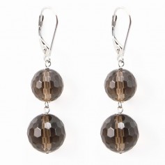 Earrings : smoky quartz & silver 925 x 2pcs 