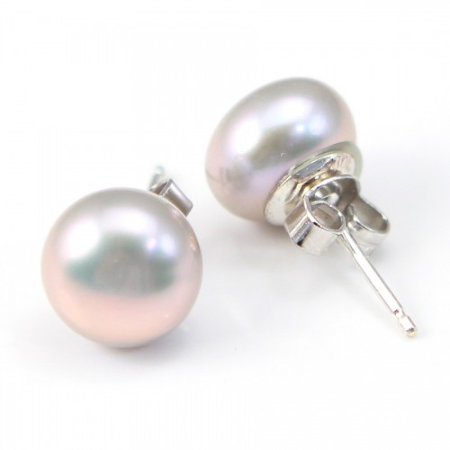 Silver earring 925 freshwater cultured pearl 9MM x 2pcs
