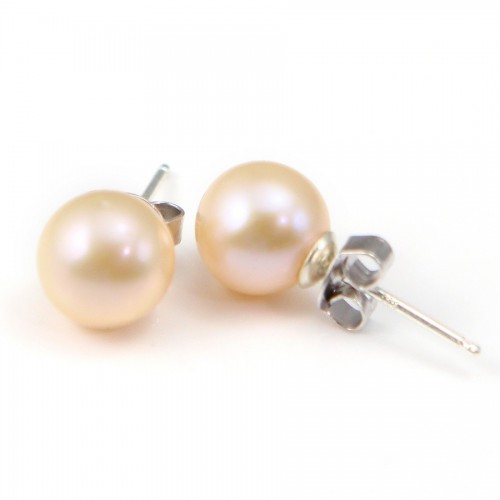 Silver earring 925 freshwater cultured pearl 9mm x 2pcs