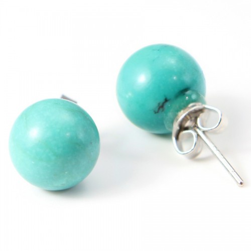 Silver earring 925 turquoise 10mm x 2pcs
