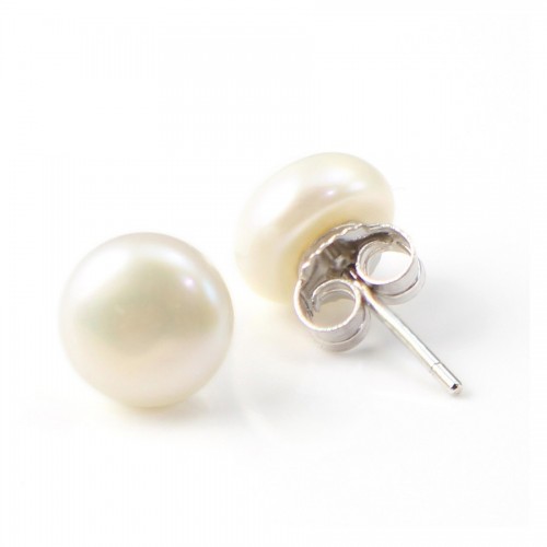 Silver earring 925 white freshwater pearl 6mm x 2pcs
