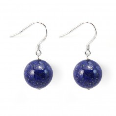 Silver earring 925 lapis lazuli 12mm x 2pcs