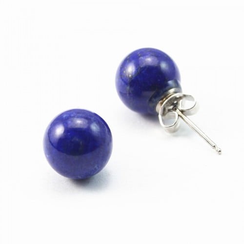 Silver earring 925 lapis lazuli 8mm x 2pcs