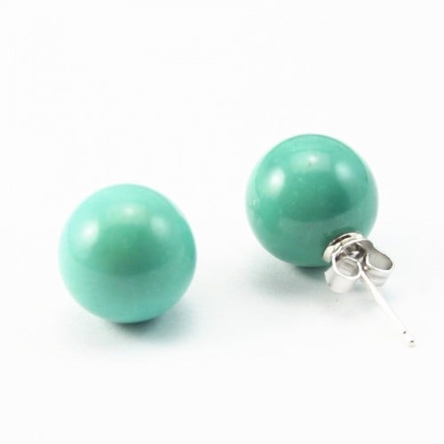 Silver earring 925 turquoise 8mm x 2pcs