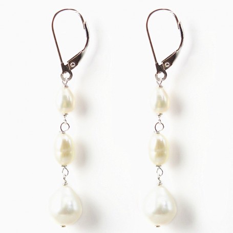Earrings : fresh water pearls & dormeuse silver 925 x 2pcs