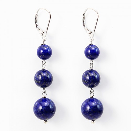 Silver earring 925 lapis lazuli x 2pcs