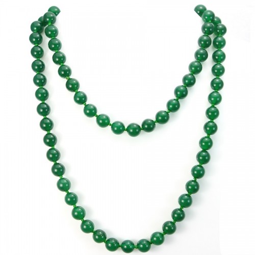 Necklace green agate 10mm 90cm