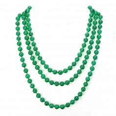 Necklace green agate round 8.5mm x 140cm