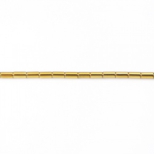 Hematite golden tube 2x4mm x 40cm