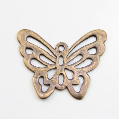 Estampe papillon découpé en métal bronze 25x30mm x 1pc
