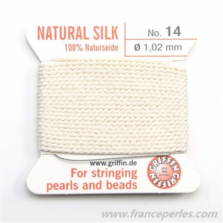 Silk bead cord 1.02mm white x 2m