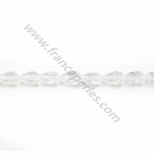 Rock crystal quartz faceted drop 8*12mm x 40cm