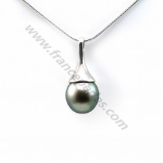 Pendant tahiti cultured pearl & sterling silver 925 9.6x21.6mm x 1pc