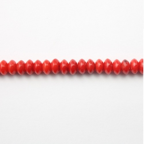 Bambou de mer teinté rouge en rondelle 2x4mm x 40pcs