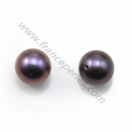 Half-drilled round dark blue freshwater pearl 8-9mm x 1pc