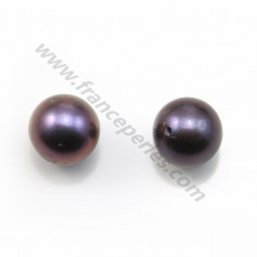 Half-drilled round dark blue freshwater cultured pearl 8-9mm x 1pc