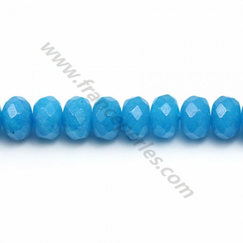 Jade Teinté Rondelle Facette bleu claire 5*8mm X 4pcs