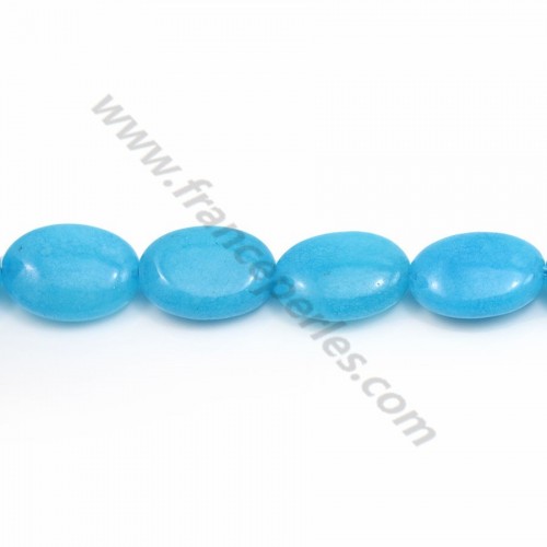 Jade Teinté Ovale bleu 10*14mm X 5pcs