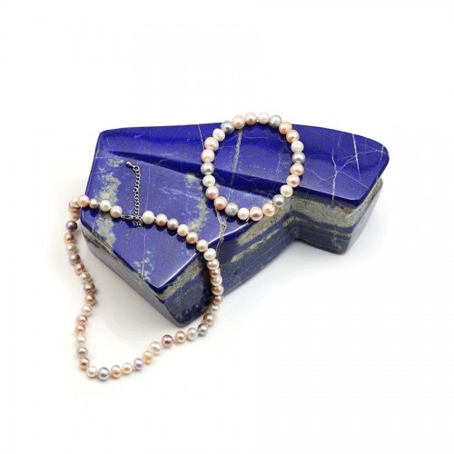 Parure collier & bracelet perles d'eau douce multicolores
