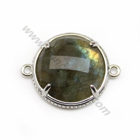 Labradorite spacer set with metal, in round shape, 18mm x 1pc