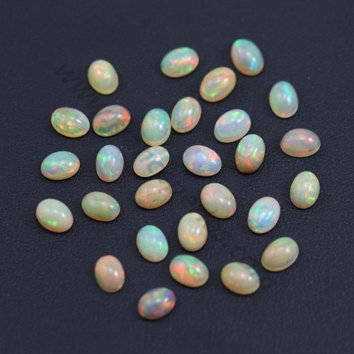 Cabochão de opala da Etiópia, multicolorido, forma oval, 5x7mm x 1 unidade