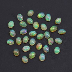 Cabochão de opala da Etiópia, multicolorido, forma oval, 5x7mm x 1 unidade