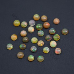 Ethiopian opal in cabochon, multicolored, in round shape, 6mm x 1pc