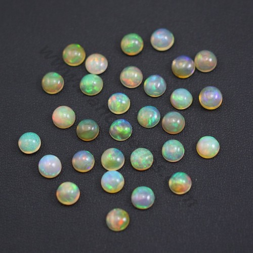 Opale etiope cabochon, multicolore, forma rotonda, 6 mm x 1 pz