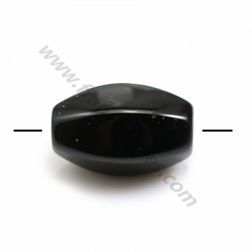 Agate in black color, in the shape of a barrel, 8 * 12mm x 2 pcs
