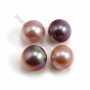 Half-drilled round mauve 14-15mm freshwater cultured pearl x 1pc